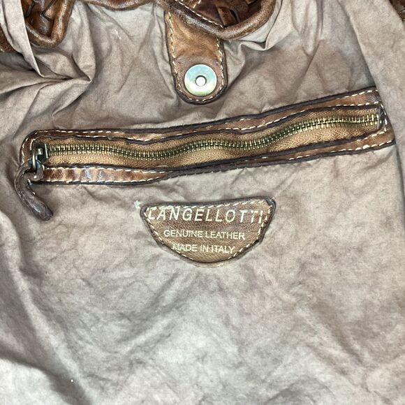 Langellotti Purse Handbag Leather Brown Genuine Woven Shoulder Bag - Picture 13 of 15